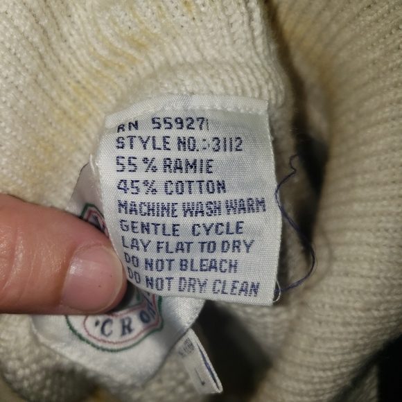 Quail Crossing L vintage open knit sweater Peter pan collar home sweet home - Picture 8 of 8